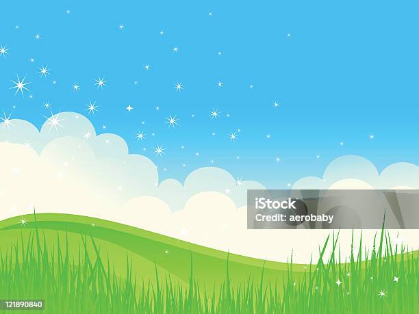 Summer Meadow Landscape Stock Illustration - Download Image Now - Agricultural Field, Beauty In Nature, Blue