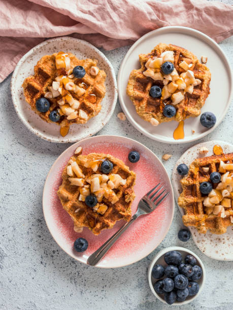 istock Healthy Gluten Free Oat Waffles. Copy Space 1218910325