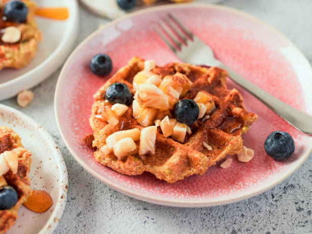 istock Healthy Gluten Free Oat Waffles. Copy Space 1218910330