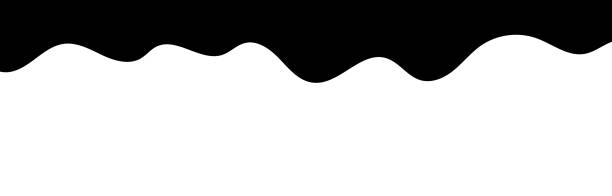 istock Black melt drips or liquid sauce drops. Black liquid or melted chocolate drips, current paint 1218910509