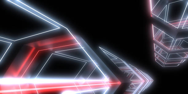 istock 3D abstract background with neon lights. neon tunnel .space construction . 3d illustration 1218911575