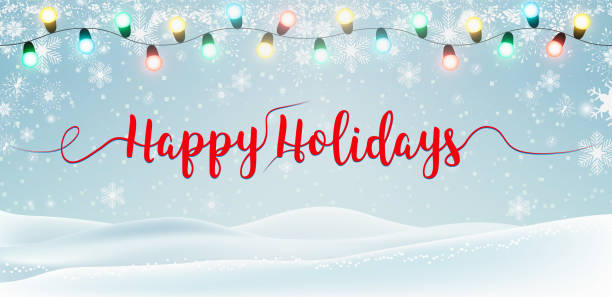 크리스마스, 빛 화환, 떨어지는 눈, 눈송이, 겨울과 새해 휴일 눈송이와 눈 덮인 배경. 휴일 겨울 풍경입니다. 벡터. - silhouette snowflake backgrounds holiday stock illustrations