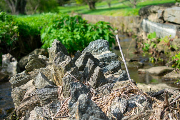 istock The Tip of a Cobblestone Wall 1218912156