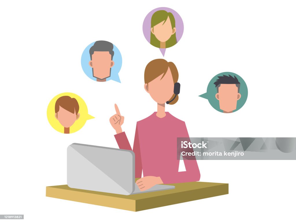 Teleworker Call Working Telework Illustration Stock Illustration - Download Image Now - Call ...