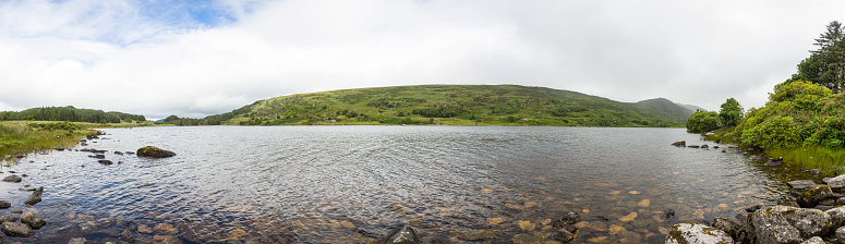 Panoramic picture of a lake in Killarney National Park in southern Ireland