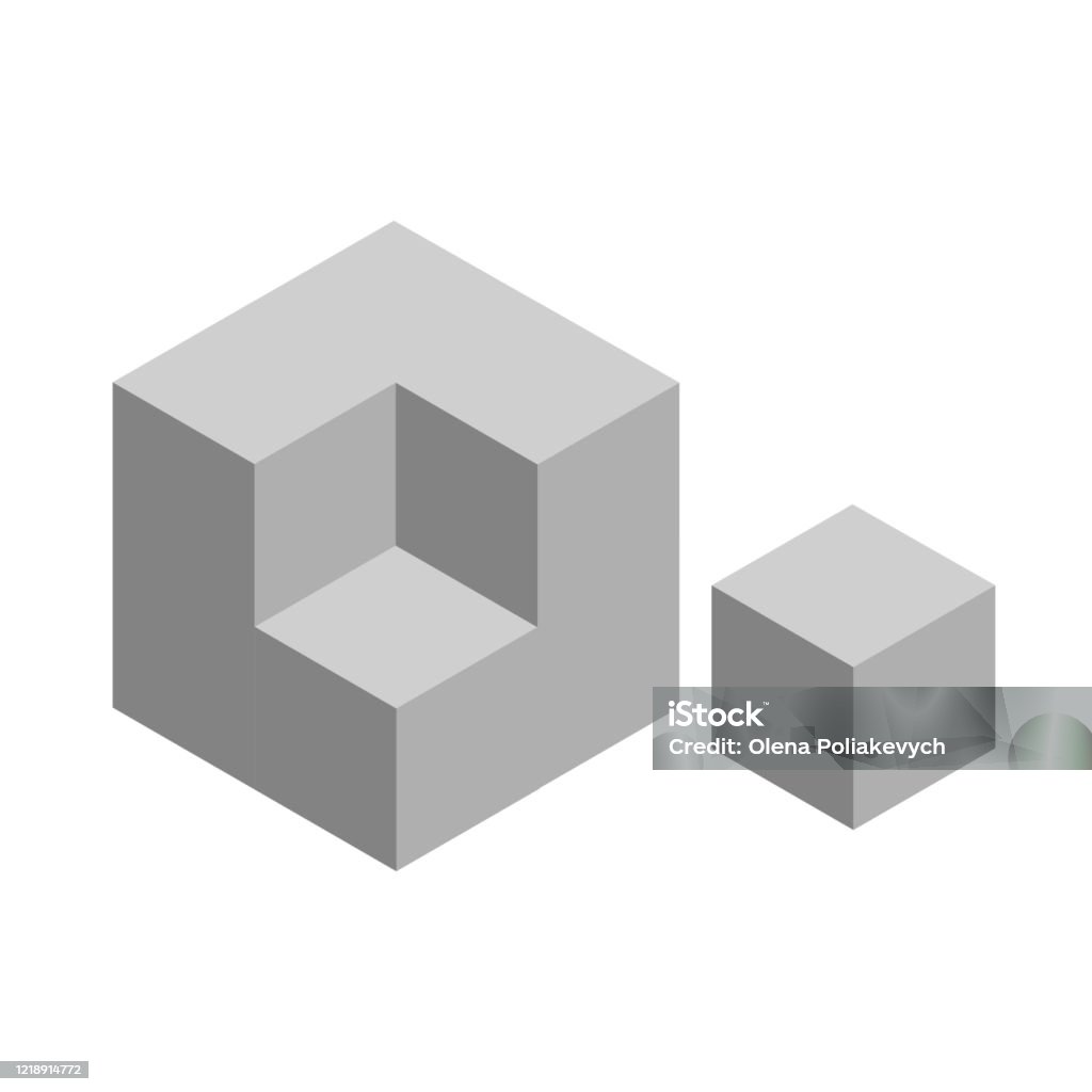 Khối Lập Phương Màu Xám Với Một Mảnh Được Loại Bỏ Hình Minh Họa ...