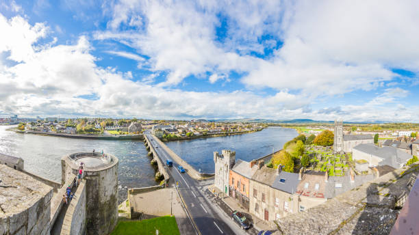 istock Panoramic view on river Shannon and Thomond bridge from Limerick city wall during daytime 1218916096