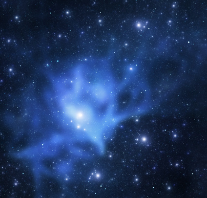 Space galaxy, blue stars background
