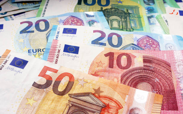 istock Euro bank note currency finance background 1218919377