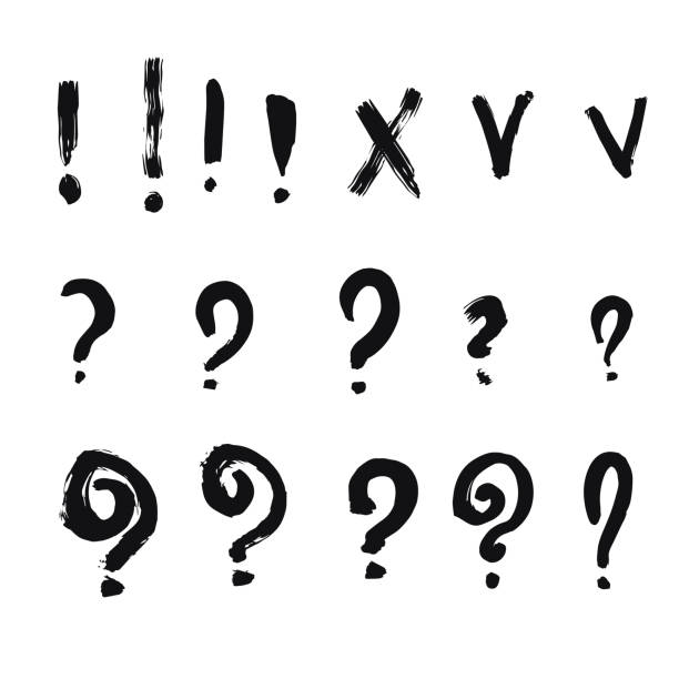ręcznie rysowane wykrzyknik doodle, znaki zapytania - exclamation point question mark right solution stock illustrations