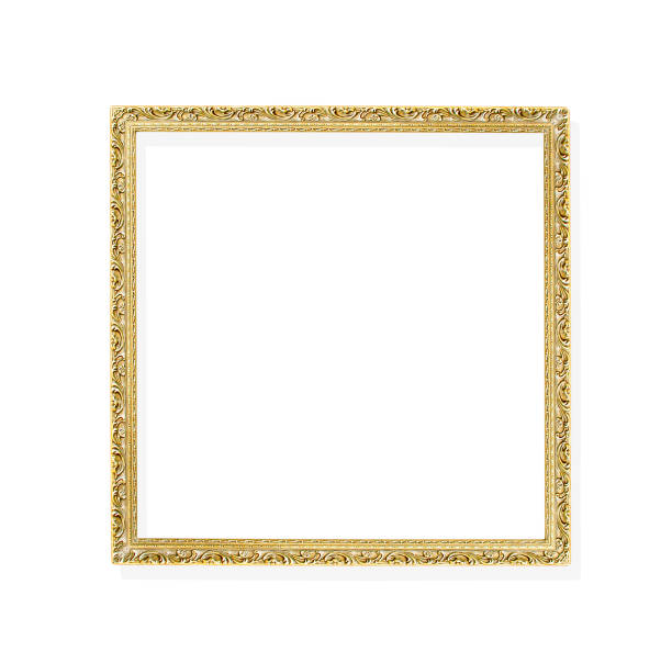 istock Gold picture frame with carving patterns isolated on white background , clipping path 1218920349