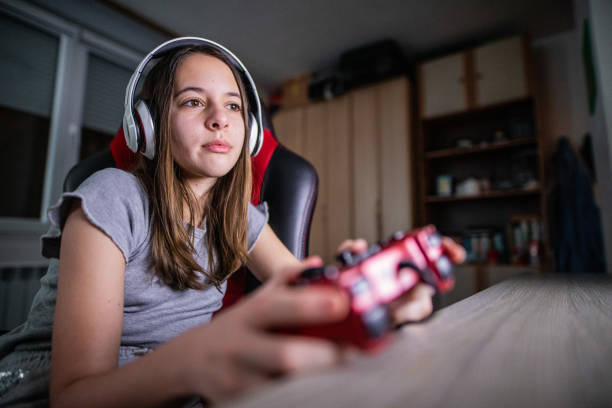 istock Girl is doing funny things at home 1218921680