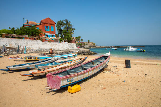 Goree Island, Dakar, Senegal - November 12, 2019: Traditional architecture at Goree island, Dakar, Senegal. West Africa.