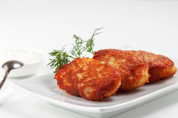 istock Potato Pancake with Sour Cream and Dill 1218923579