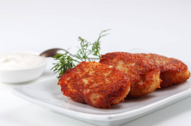 istock Potato Pancake with Sour Cream and Dill 1218923655