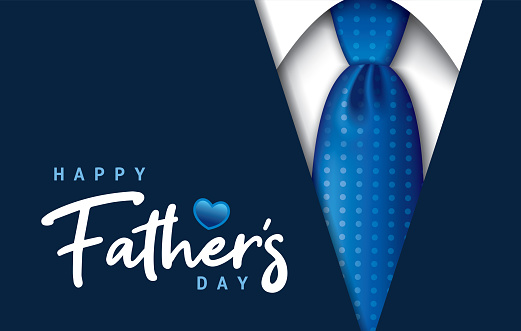 Happy Father's Day greeting card with necktie and typography design