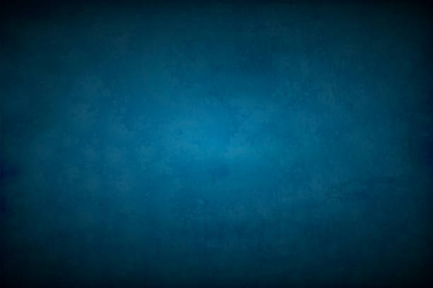 Ilustrasi vektor horizontal dari latar belakang bertekstur biru tua yang pudar kosong, kosong, bertekstur dinding.