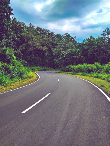 Road Trip Travel Forest Sky Landscape View Scene Background Nature Wallpaper  Stock Photo - Download Image Now - iStock