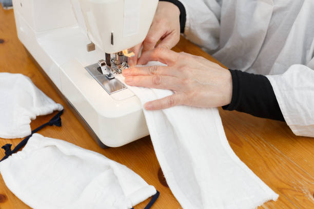 istock Home made diy protective mask against virus. 1218934605