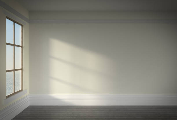 istock Empty room with sun light from a window in the day 1218936203