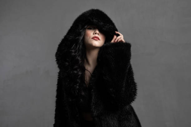 istock Black Fur Hood 1218936816