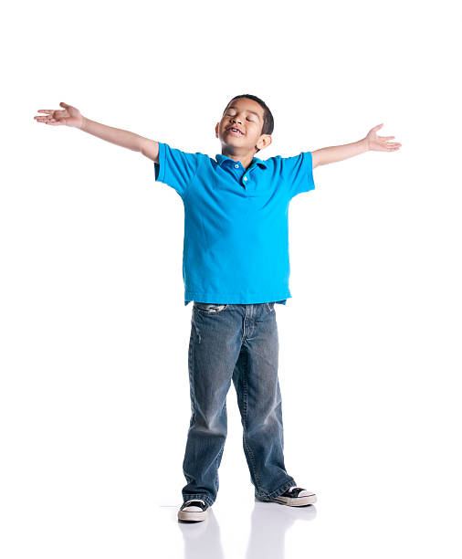 istock Little Boy with Open Arms on White Background 121893812