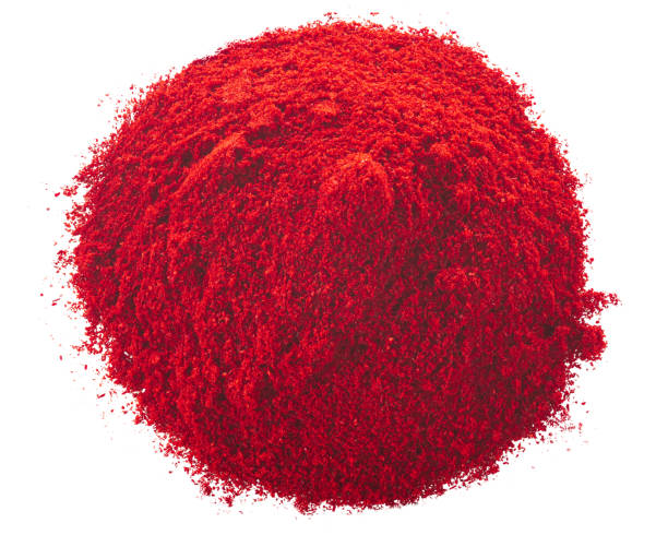 istock Red chile pepper ground powder pile, paths, top 1218938307