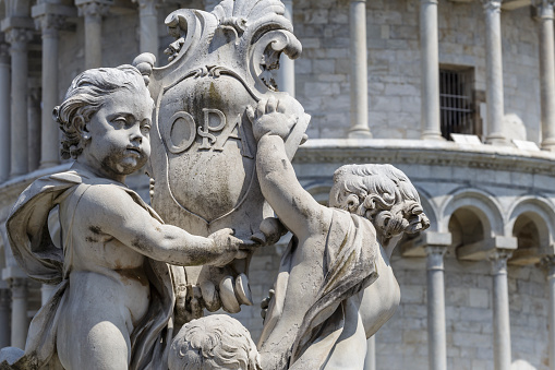 The Fountain of the Putti of Pisa, Piazza dei Miracoli, Pisa, Italy.