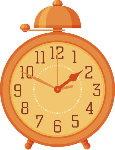 ilustrações de stock, clip art, desenhos animados e ícones de orange old fashioned alarm clock, time measuring instrument vector illustration - clock time alarm clock orange