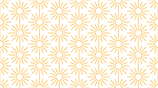 Sun seamless pattern with line icons. Sunny summer background for baby fabric, skin care cream with spf brochure abstract backdrop.