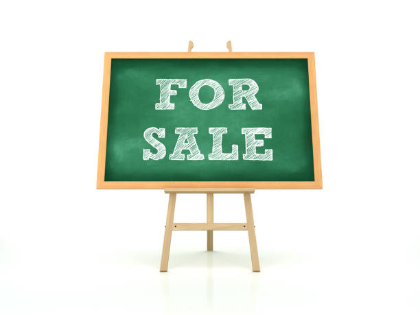 istock Easel with FOR SALE Phrase on Chalkboard Frame - 3D Rendering 1218945614