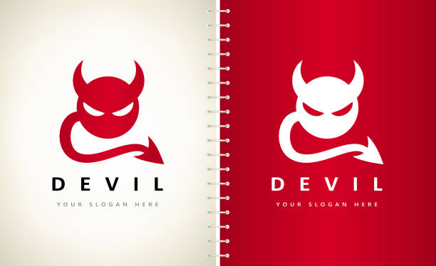 ilustraciones, imágenes clip art, dibujos animados e iconos de stock de plantilla de diseño vectorial devil - diablo