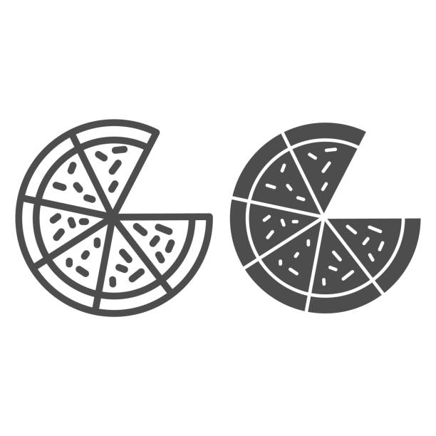 illustrations, cliparts, dessins animés et icônes de ligne de pizza et icône solide. couper la pizza sans une illustration de tranche isolée sur le blanc. junk food pizza esquisse la conception de style, conçu pour le web et l’application. eps 10. - square slice