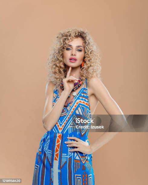 Fashion Portrait Of Woman In Boho Style Outfit Stock Photo - Download Image Now - Fashion Model, Looking At Camera, Summer