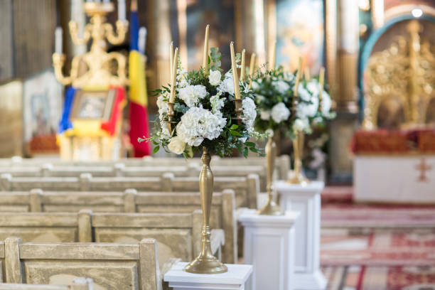 istock wedding bouquet in a church 1218959439