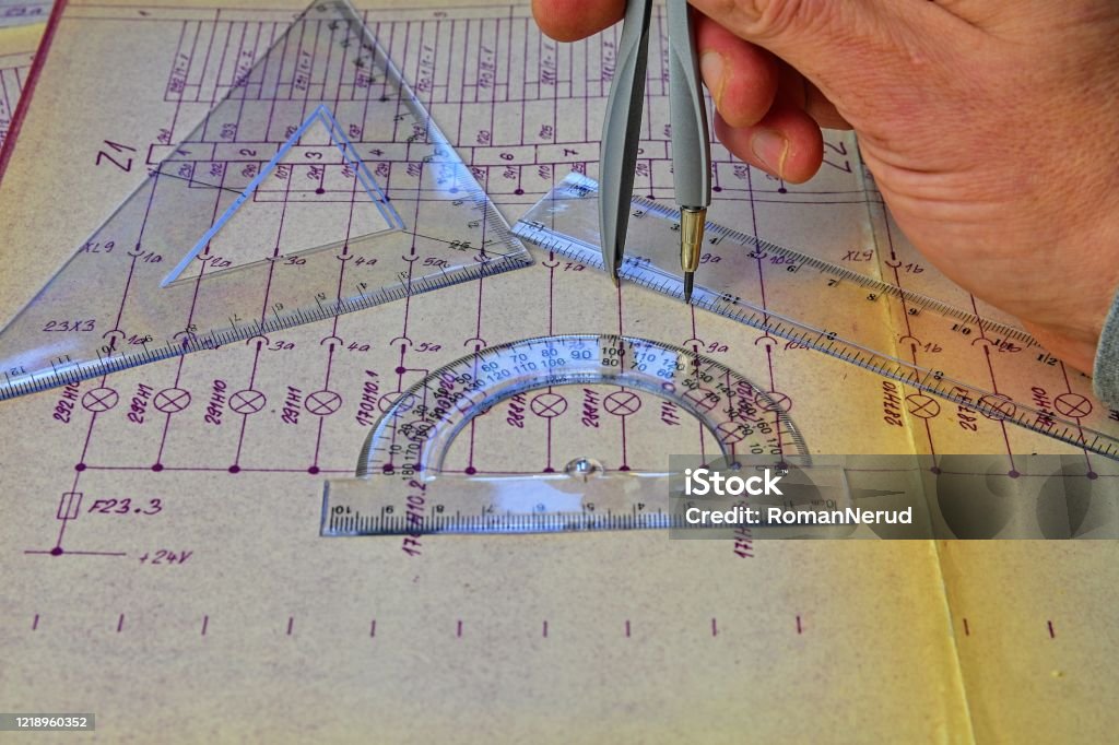 Electrical Rulers Electrical Engineer Workplace Electrotechnical Project Rulers And ...