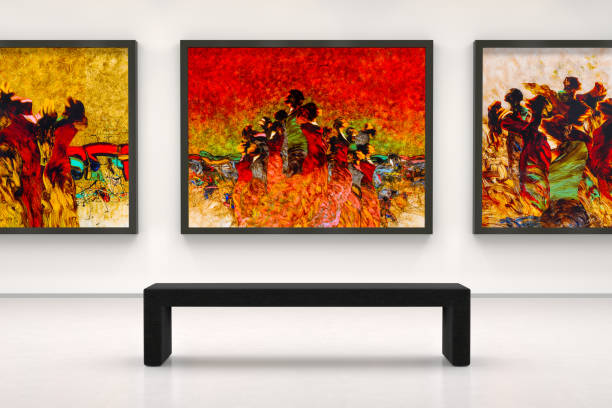 Artist's collection in a art museum In a exhibition centre, Large size modern style fine art paintins, painting art stock pictures, royalty-free photos & images