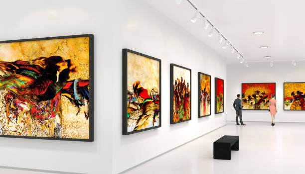 istock Young couple visits art exhibition 1218961152