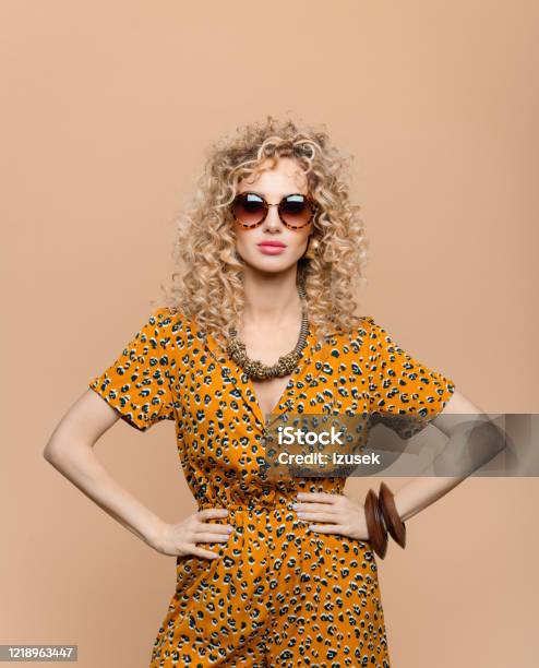 Fashion Portrait Of Woman In Leopard Print Dress Stock Photo - Download Image Now - Women, Fashion, One Woman Only