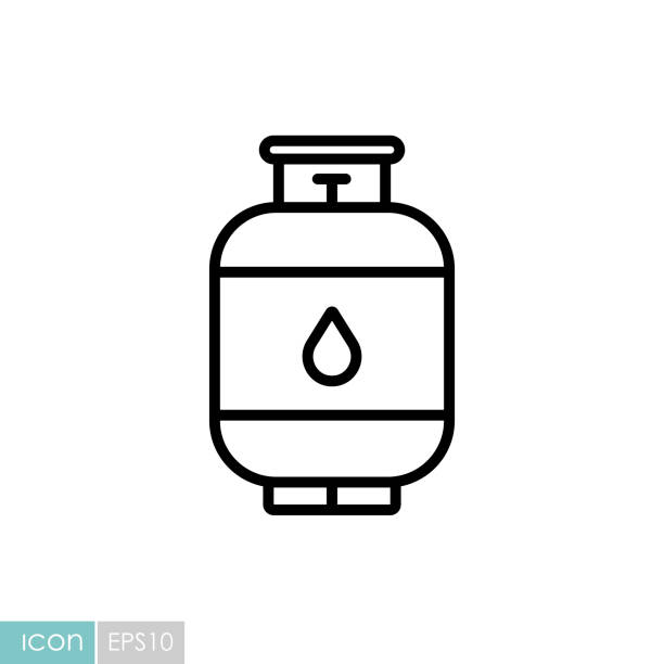 ilustraciones, imágenes clip art, dibujos animados e iconos de stock de icono vectorial de cilindro de gas propano - liquid propane gas