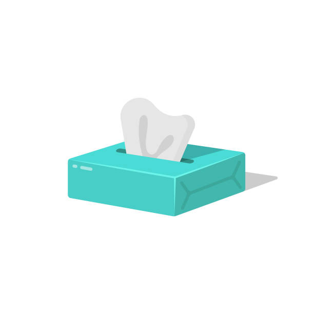 ilustrações de stock, clip art, desenhos animados e ícones de tissue, paper napkins and wet wipes box icon flat design. - tissue