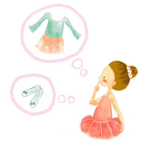 kleines mädchen tanzen mit ballettkleid - ballet dress studio shot costume stock-grafiken, -clipart, -cartoons und -symbole