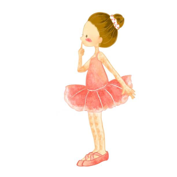 kleines mädchen tanzen mit ballettkleid - ballet dress studio shot costume stock-grafiken, -clipart, -cartoons und -symbole