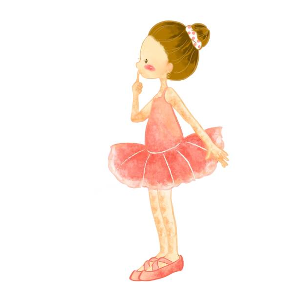バレエドレスで踊る小さな女の子 - ballet dress studio shot costume点のイラスト素材／クリップアート素材／マンガ素材／アイコン素材