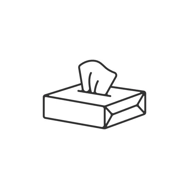 Vector illustration of Tissue, Paper Napkins and Wet Wipes Box Line Icon Vector Design.