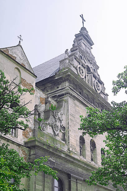 istock Historic grey stone building in lviv 1218971825