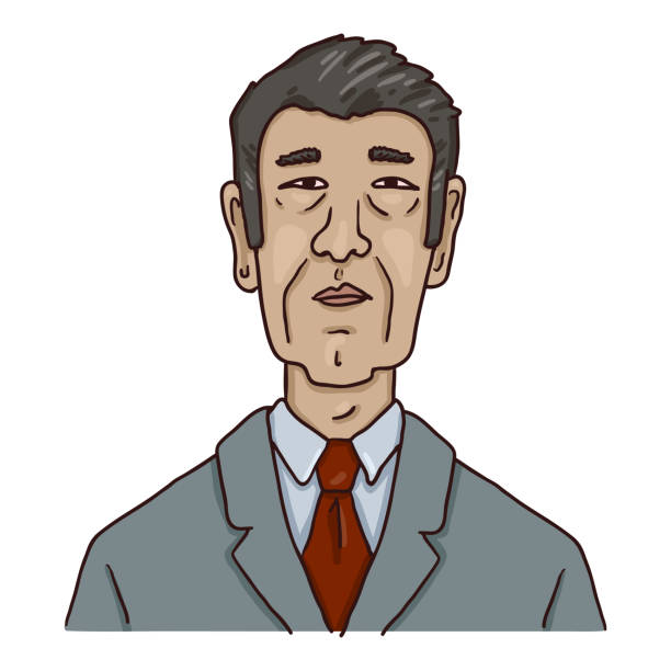 ilustrações de stock, clip art, desenhos animados e ícones de vector cartoon avatar - old asian man in business suit. - east asian ethnicity japanese ethnicity asian ethnicity one person