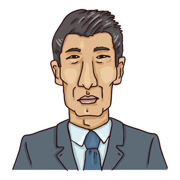 ilustrações de stock, clip art, desenhos animados e ícones de vector cartoon avatar - old asian man in business suit. - east asian ethnicity japanese ethnicity asian ethnicity one person