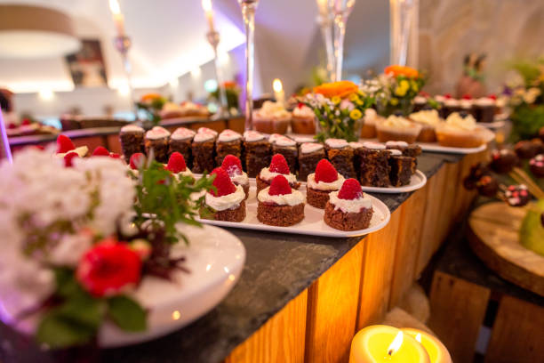 istock Delicious candy bar with macaroons, cupcakes and other sweets 1218973726