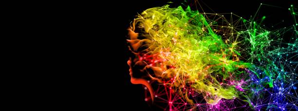 istock Side profile of colorful flame abstract woman 1218974174